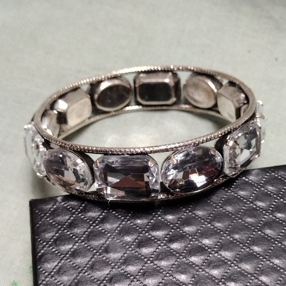 Large Rhinestone Bangle Bracelet - Picture 2 of 4